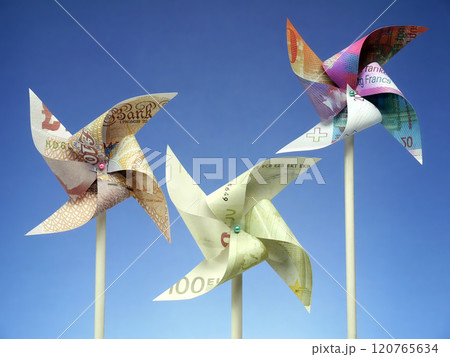 Money toy windmills Money toy windmills 120765634