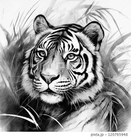 虎の顔のクローズアップ　AI生成画像 120765948