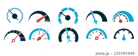 Speed level indicator infographic icons 120765949