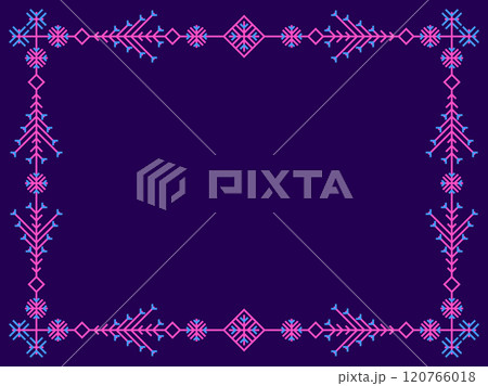 Snowflakes frame for Christmas and New Year greetings. Winter frame with snowflakes in geometric line art style. Design for greeting card, flyers and invitations. Vector illustration 120766018