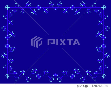 Snowflakes frame for Christmas and New Year greetings. Winter frame with snowflakes in geometric line art style. Design for greeting card, flyers and invitations. Vector illustration 120766020