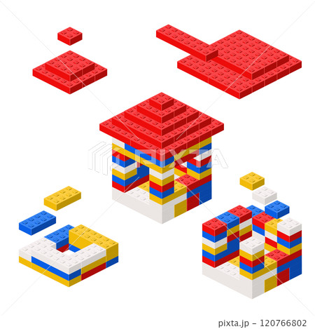 Concept with deconstruction house from plastic blocks. Vector 120766802