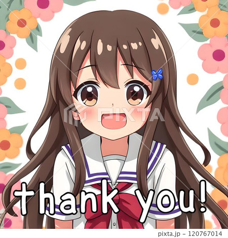 「thank you」と感謝する女学生のアイコン 0005 120767014
