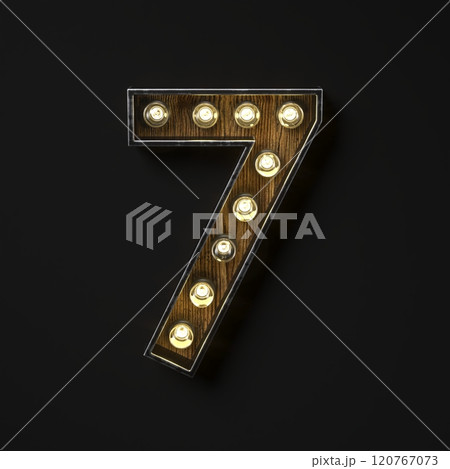 Light bulb glowing Number 7 SEVEN 3D Light bulb glowing Number 7 SEVEN 3D 120767073