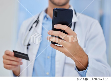 Phone, hands or doctor with credit card payment in hospital for online shopping, ecommerce or digital banking app. Healthcare expert, buy or pay with smartphone for website store purchase in clinic Phone, hands or doctor with credit card payment in hospital for online shopping, ecommerce or digital banking app. Healthcare expert, buy or pay with smartphone for website store purchase in clinic 120767122
