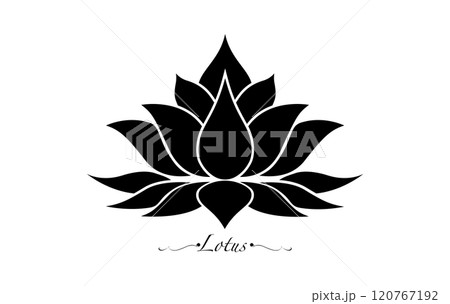 Sacred Lotus flower, stylized floral ornament, logo design. Flower blossom symbol of yoga, spa, beauty salon, cosmetics, relax, brand style. Vector isolated on white background 120767192
