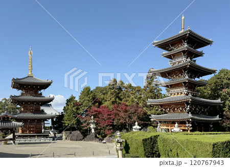 長慶寺-三重塔と裳階付三重塔 長慶寺-三重塔と裳階付三重塔 120767943