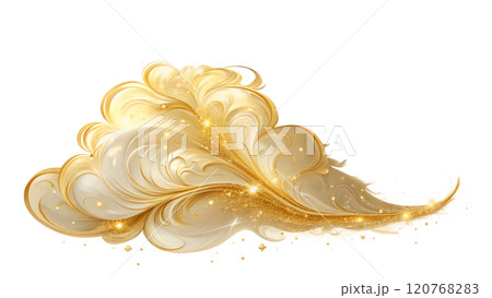 輝く金色の雲のような装飾的なスワールデザイン 120768283