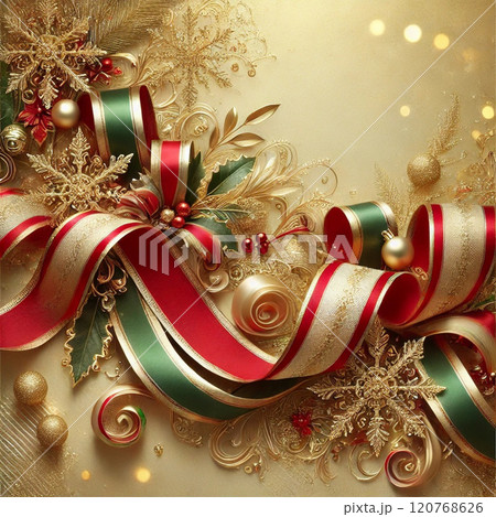 クリスマス素材　リボン 120768626