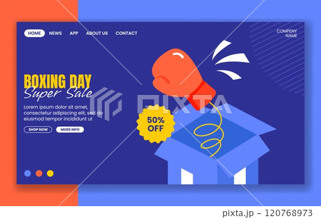 Boxing Day Sale Social Media Landing Page Backgrounds with Hand-Drawn Elements 120768973