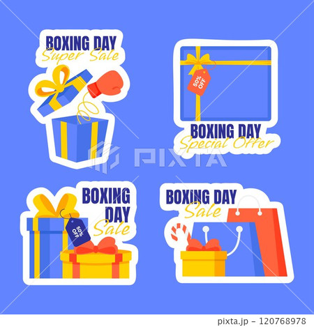 Flat Cartoon Boxing Day Marketing Backgrounds for Social Media Label Flat Cartoon Boxing Day Marketing Backgrounds for Social Media Label 120768978