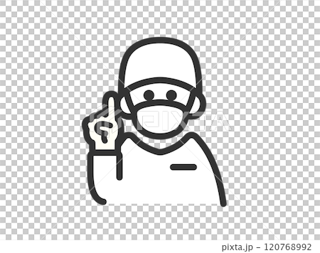 説明する、執刀医のアイコン（線画）のイラスト 120768992