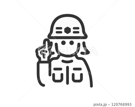 説明する、救急隊員の女性のアイコン（線画）のイラスト 120768993
