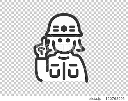 説明する、救急隊員の女性のアイコン（線画）のイラスト 120768993