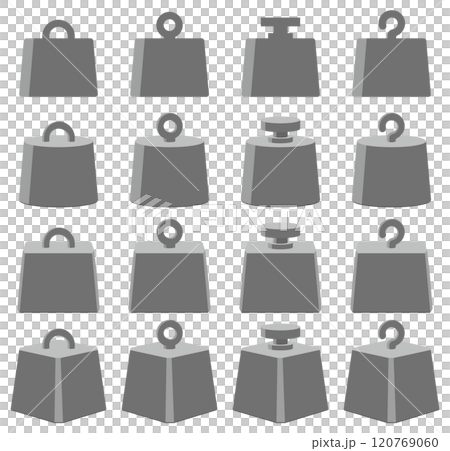 重量、各種形狀的重量的向量插圖集 120769060