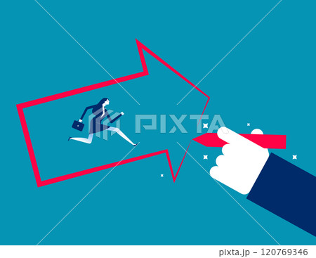 Business big hand helping direction for employee. Business finance vector flat style 120769346