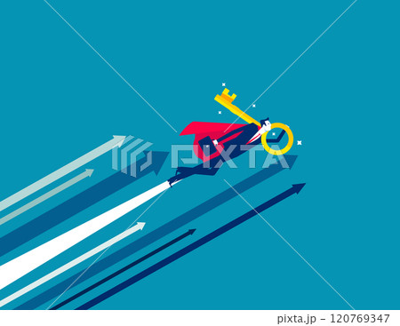 Leader hold key to success. Business unlocking and growth vector flat style 120769347