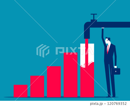 Businessman with water pipe. Business with wealth vector flat style 120769352