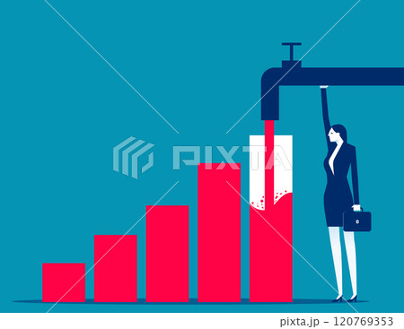 Businesswoman with water pipe. Business with wealth vector flat style Businesswoman with water pipe. Business with wealth vector flat style 120769353