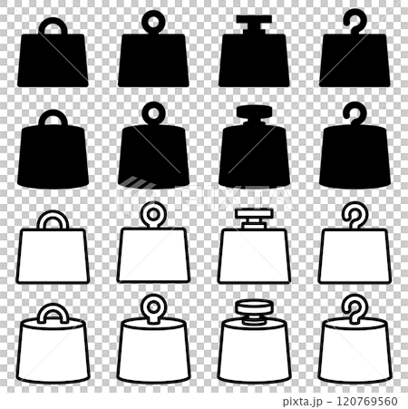 様々な形の重り、ウェイトのベクターイラストセット 120769560