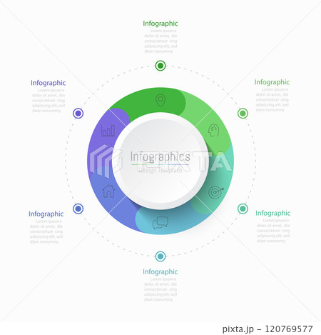 Infographic 6 options design elements for your business data. Vector Illustration. Infographic 6 options design elements for your business data. Vector Illustration. 120769577