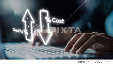 Cost reduction, cost saving concept shown by digital graphic EIDE overlays Cost reduction, cost saving concept shown by digital graphic EIDE overlays 120770097