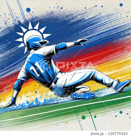 Taiwanese team Baseball player in watercolor illustration with Generative AI. Taiwanese team Baseball player in watercolor illustration with Generative AI. 120770163