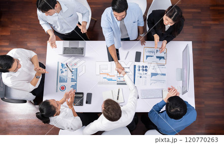 Group of diverse office worker employee shake hand and working together. Prudent 120770263