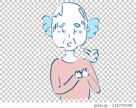 手書き風に描いた体調の悪い高齢者のイラスト素材 手書き風に描いた体調の悪い高齢者のイラスト素材 120770290