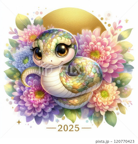 Adorable Snake Illustration for 2025 with Generative AI. 120770423
