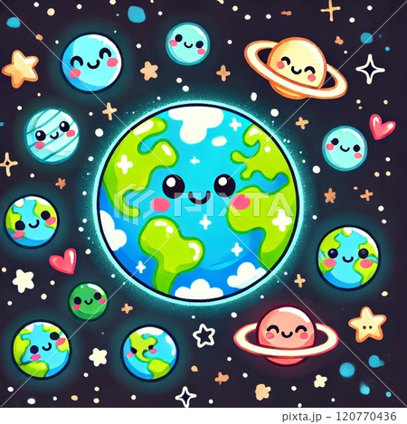 宇宙に宇宙飛行士のシームレスパターンイラスト 120770436