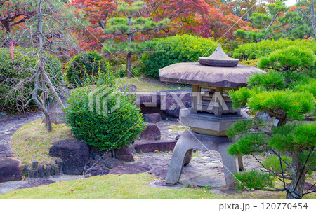 神戸・須磨離宮公園の日本庭園と紅葉 120770454