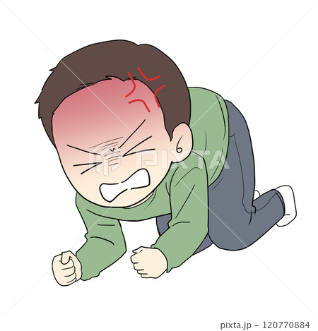 うずくまって悔しがる男性 漫符 うずくまって悔しがる男性 漫符 120770884