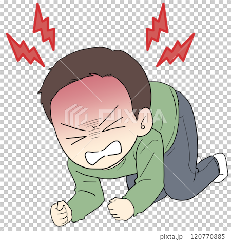 うずくまって悔しがる男性 漫符 うずくまって悔しがる男性 漫符 120770885