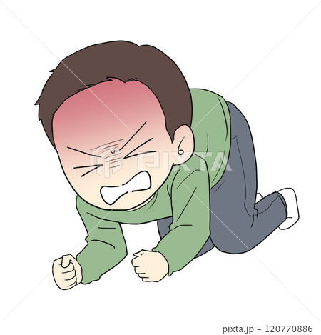 うずくまって悔しがる男性 120770886