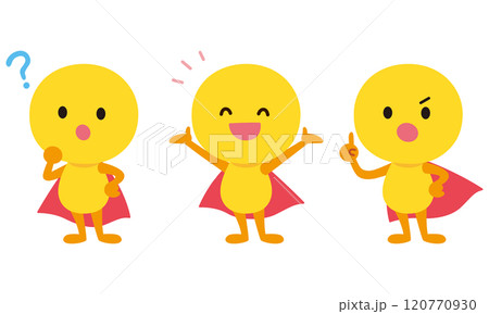 キャラクター　表情ポーズ　黄色　細胞　戦う 120770930