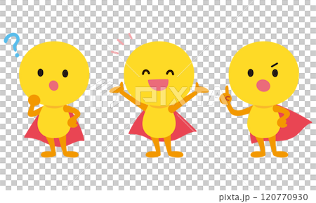 キャラクター　表情ポーズ　黄色　細胞　戦う 120770930