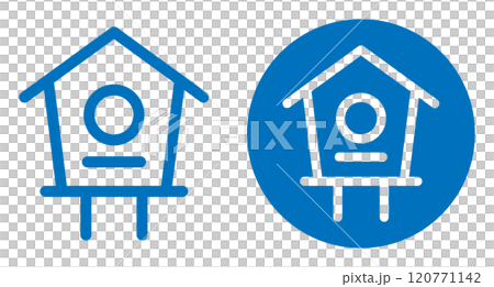 Bird nest box icon blue 120771142