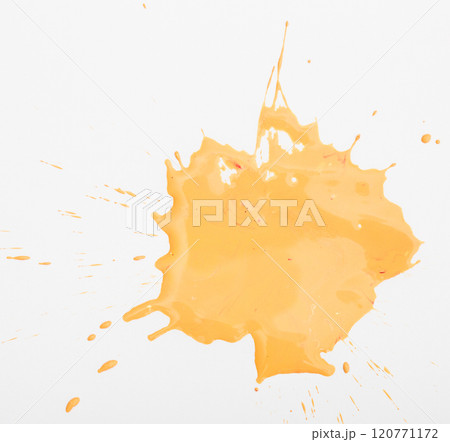 Orange paint spots on paper, colorfull artistic image on white background Orange paint spots on paper, colorfull artistic image on white background 120771172