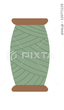 Thread bobbin logo, cartoon fashion supplies design, doodle tailor craft accessories element, hand drawn embroidery decoration illustration, vector dressmaking tool object, 120771229