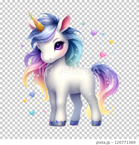 unicorn with red hearts  120771369