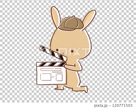 一隻兔子與場記板的插圖 120771503