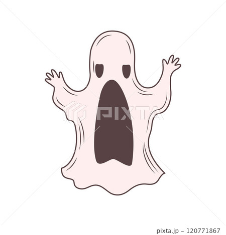 Cute Scary Horrible Ghost Horror Cartoon Character Wearing White Cloth 120771867