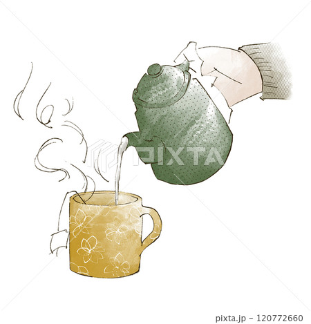 お茶を淹れるシーンのイラスト お茶を淹れるシーンのイラスト 120772660