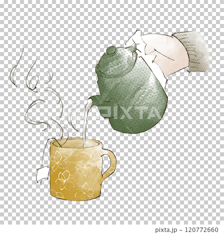 Illustration of a scene of brewing tea 120772660