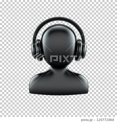 Classic Customer Support Headset Icon with Silhouette Avatar Classic Customer Support Headset Icon with Silhouette Avatar 120772868