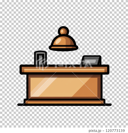 Bold Reception Desk Icon with Thick Lines and Minimalist Desk Design Bold Reception Desk Icon with Thick Lines and Minimalist Desk Design 120773139