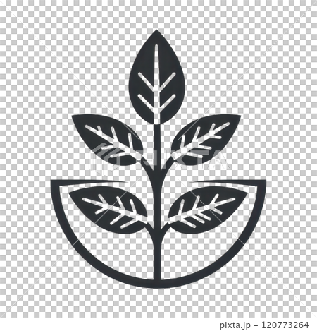 Minimalist Eco Friendly Leaf Icon with Thin Lines for Sustainable Design 120773264