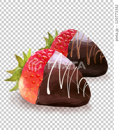 巧克力草莓手繪插畫 巧克力草莓手繪插畫 120773382