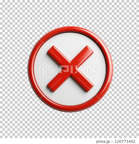 3D Close Button Icon with Bold Red X Symbolのイラスト素材 [120773482] - PIXTA